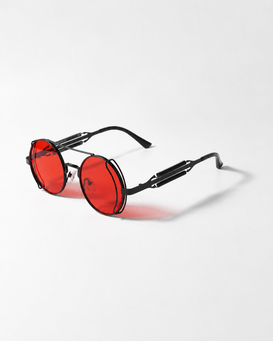 Red Round Metal Sunglasses