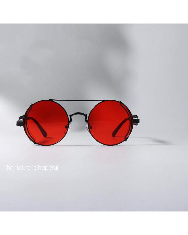 Red Round Metal Sunglasses