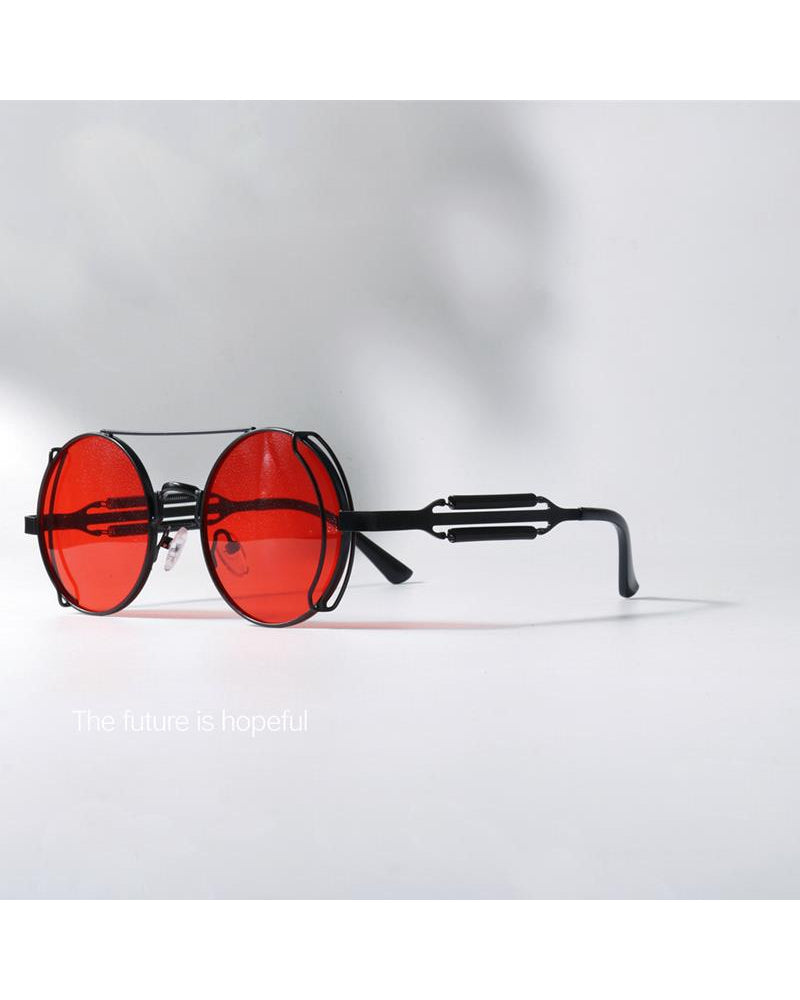 Red Round Metal Sunglasses