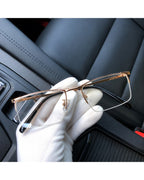 Half-Rim Crystal Driving Sunglasses