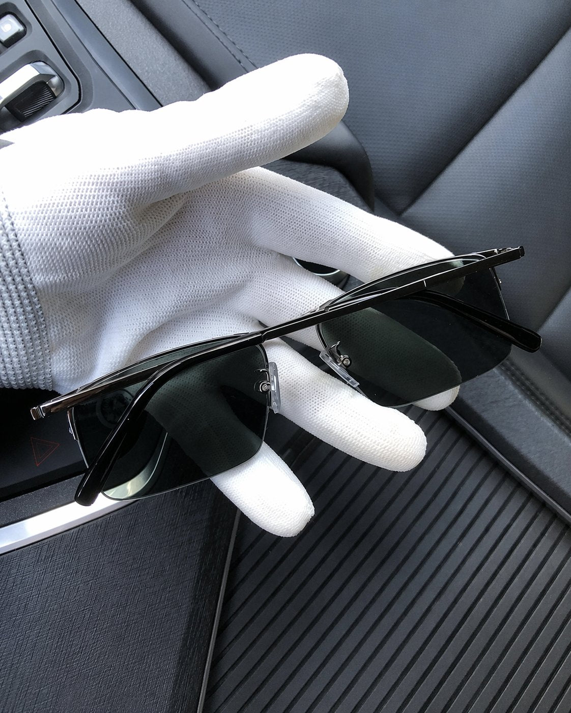 Half-Rim Crystal Driving Sunglasses