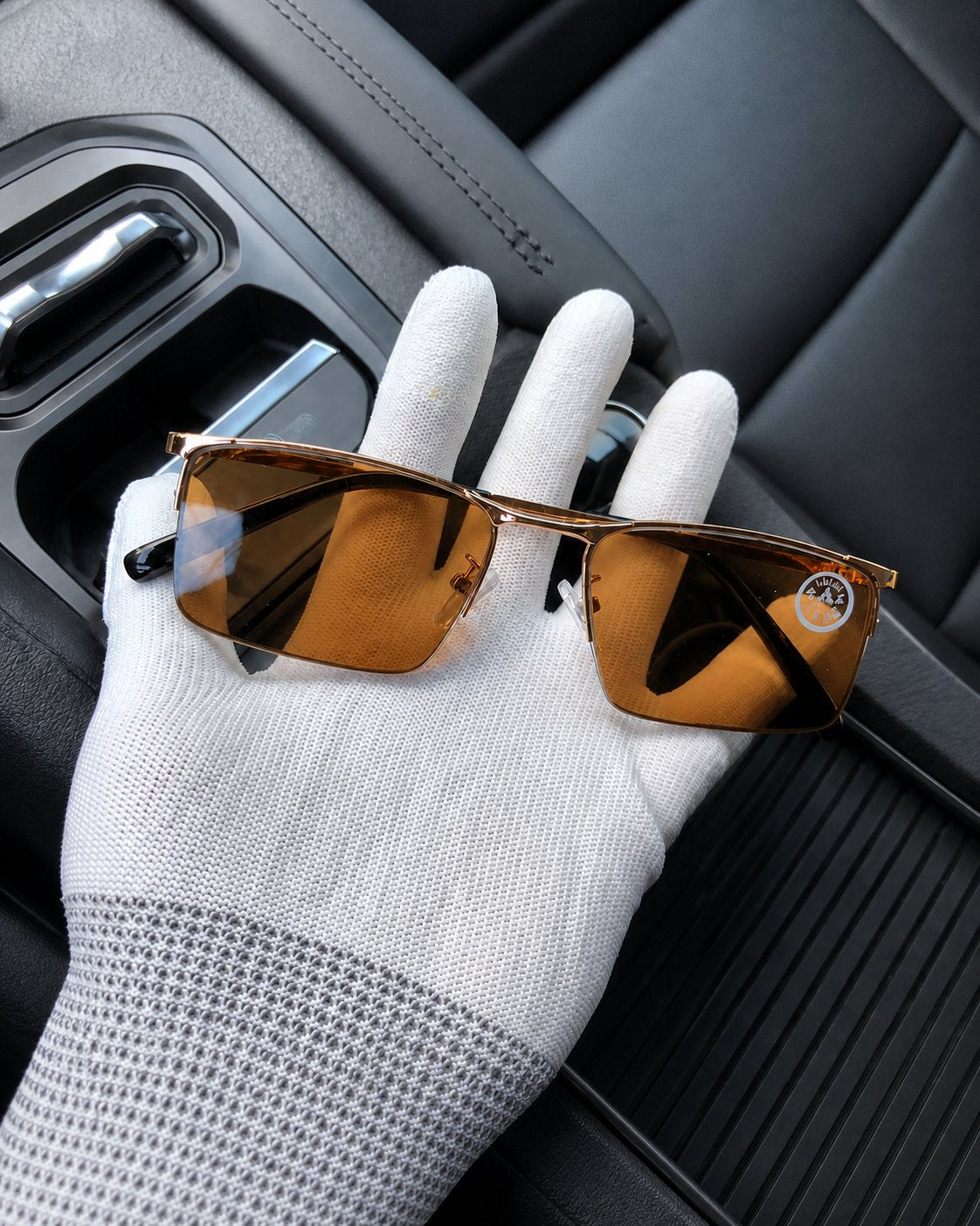 Half-Rim Crystal Driving Sunglasses