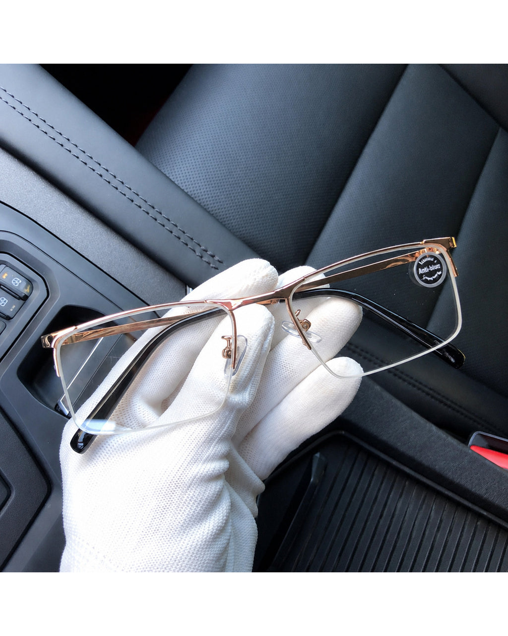 Half-Rim Crystal Driving Sunglasses