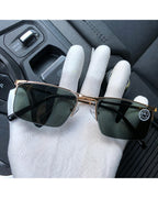 Half-Rim Crystal Driving Sunglasses