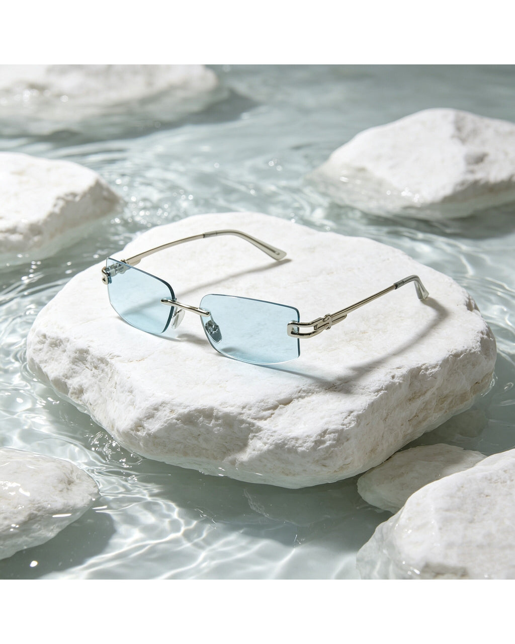 Rimless Rectangle Uv400 Sunglasses