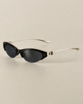 Half-Rim Cat-Eye Metal Sunglasses