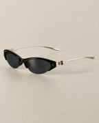 Half-Rim Cat-Eye Metal Sunglasses