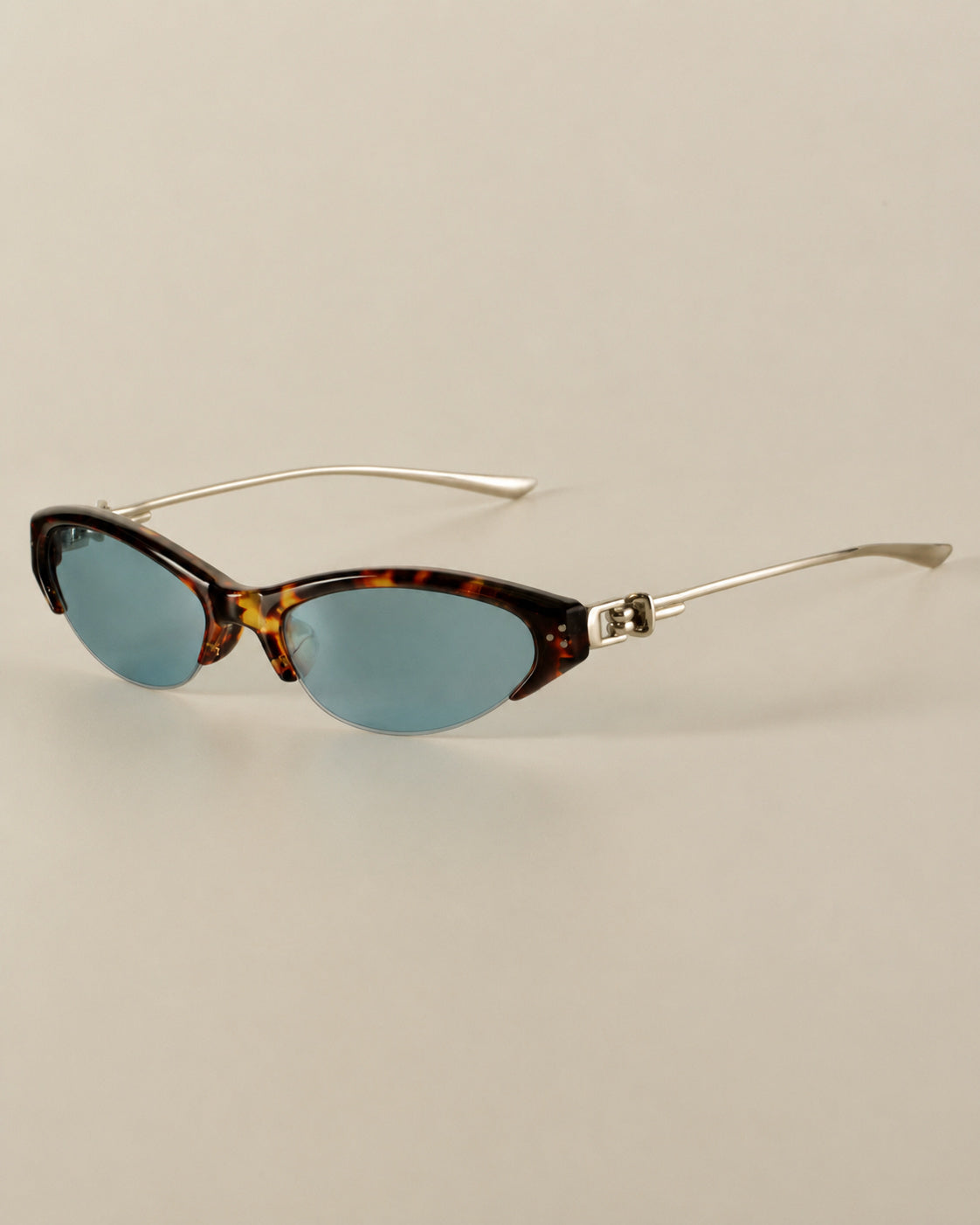 Half-Rim Cat-Eye Metal Sunglasses