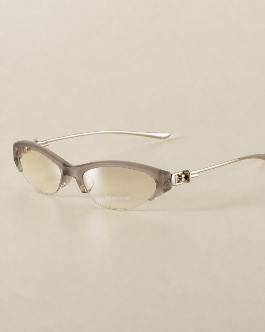 Half-Rim Cat-Eye Metal Sunglasses