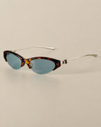 Half-Rim Cat-Eye Metal Sunglasses