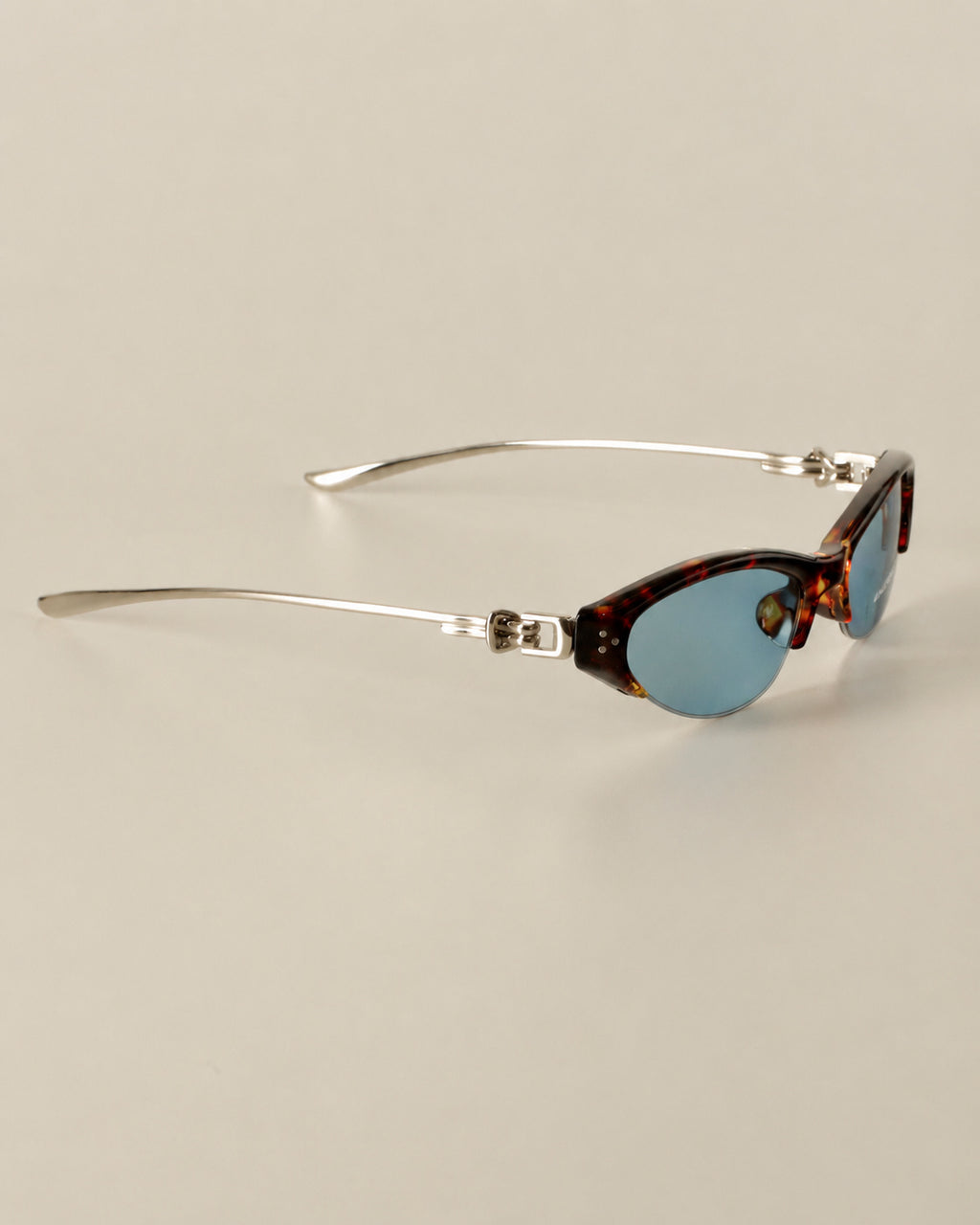 Half-Rim Cat-Eye Metal Sunglasses