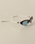 Half-Rim Cat-Eye Metal Sunglasses