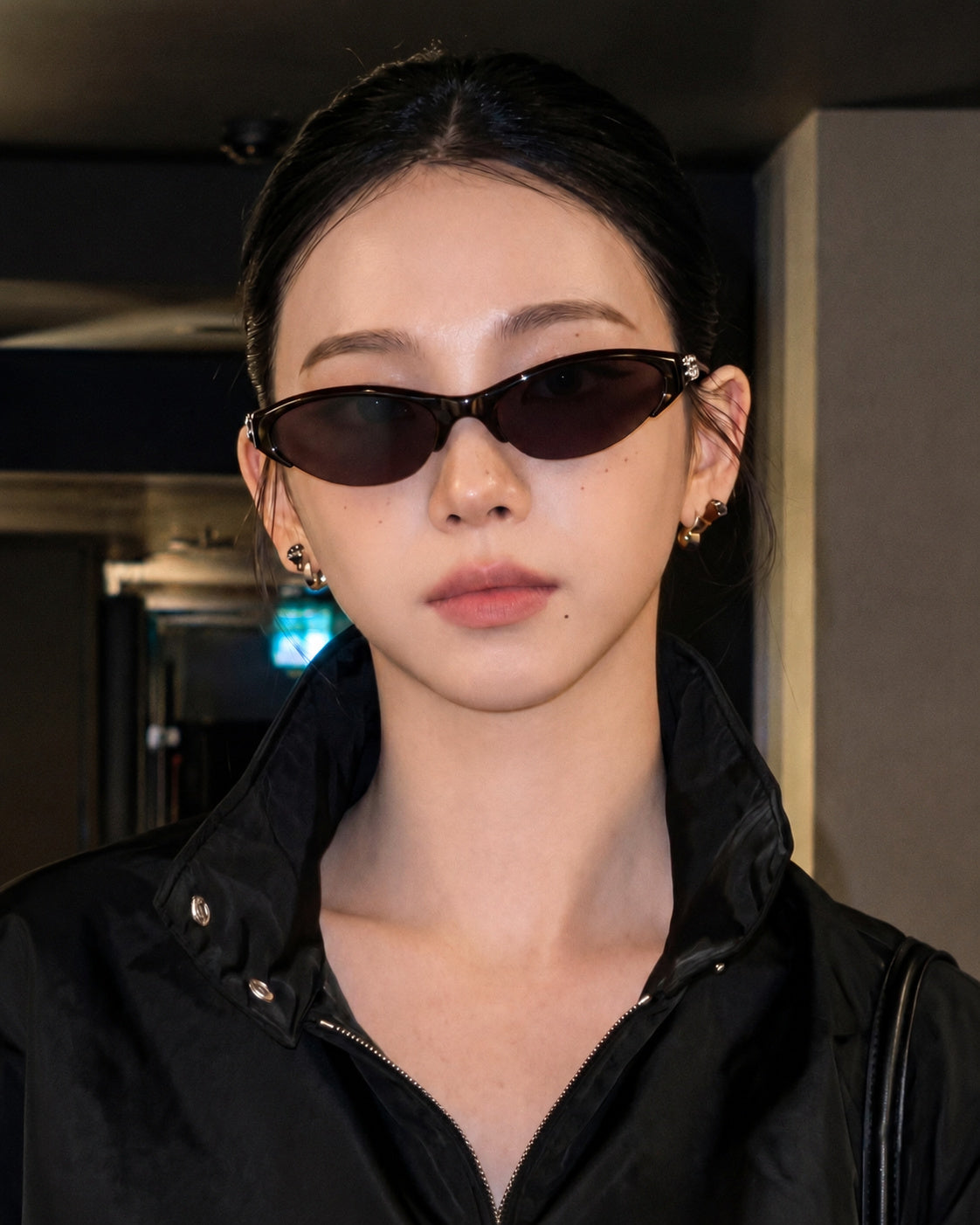 Half-Rim Cat-Eye Metal Sunglasses
