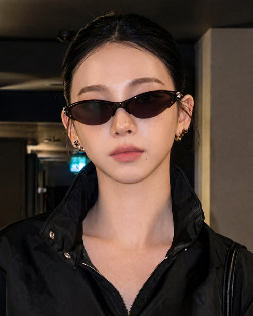 Half-Rim Cat-Eye Metal Sunglasses