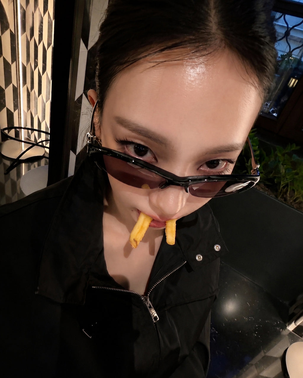 Half-Rim Cat-Eye Metal Sunglasses