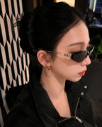 Half-Rim Cat-Eye Metal Sunglasses
