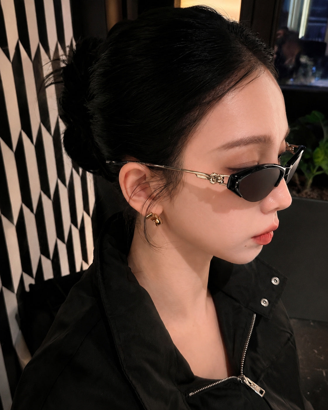 Half-Rim Cat-Eye Metal Sunglasses