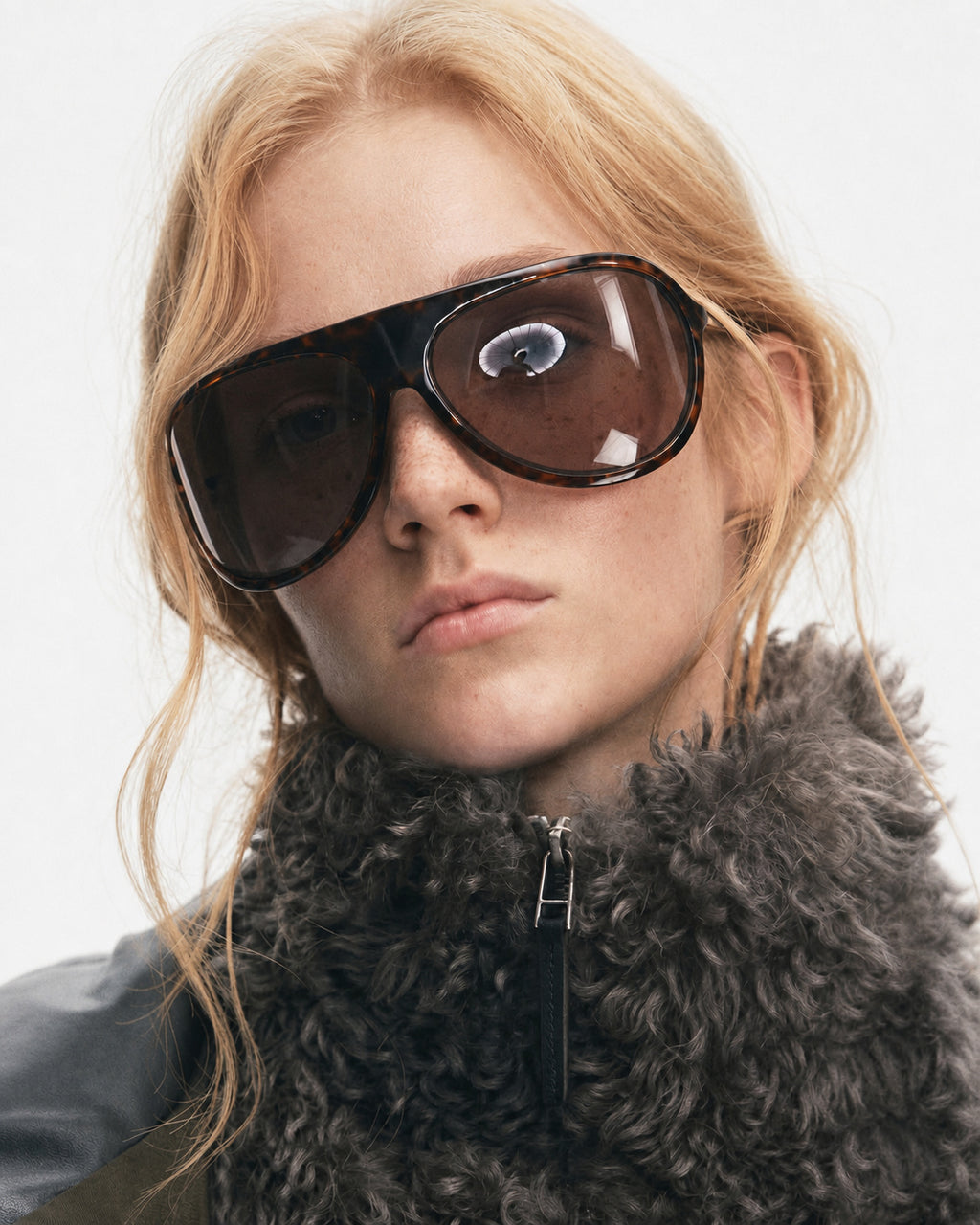 Wraparound Shield Aviator Sunglasses
