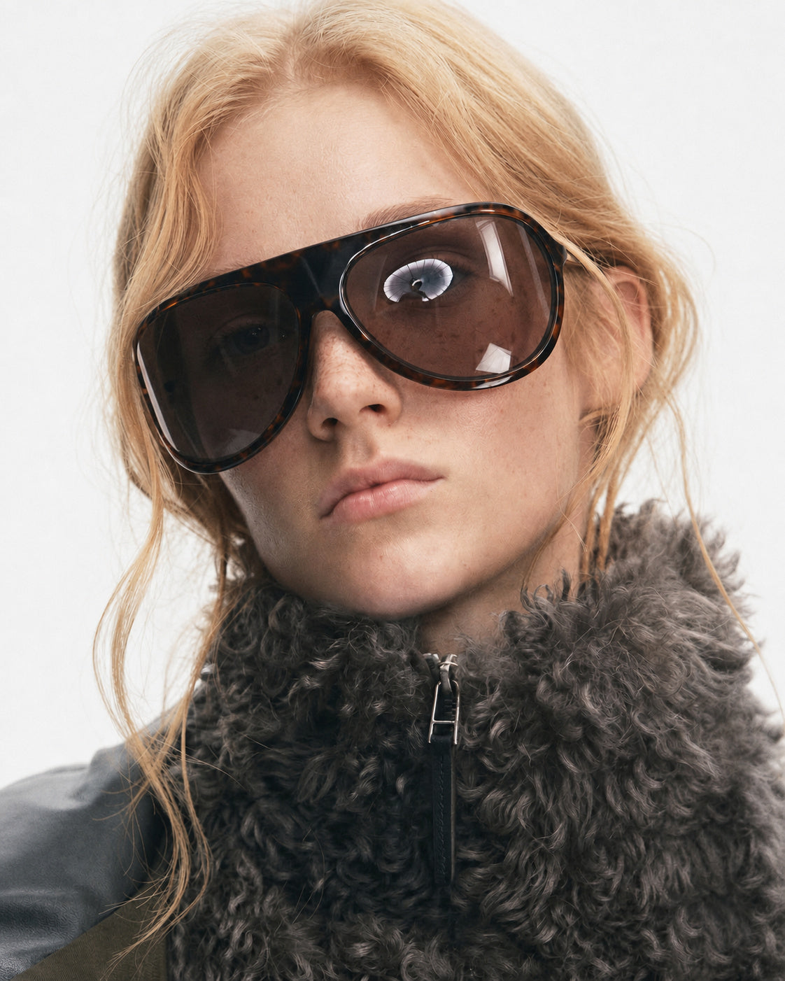 Wraparound Shield Aviator Sunglasses