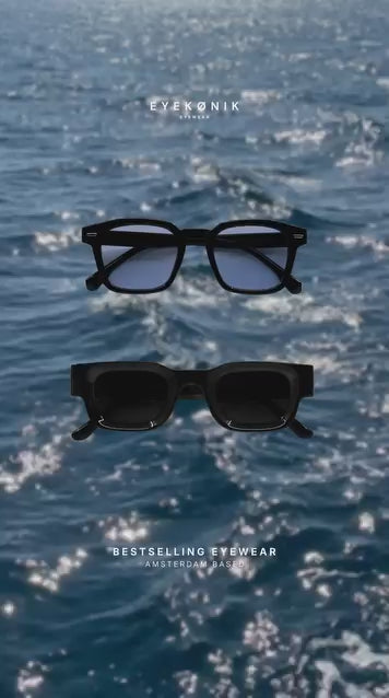 Karl Black Oval Sunglasses with Blue Gradient Lenses