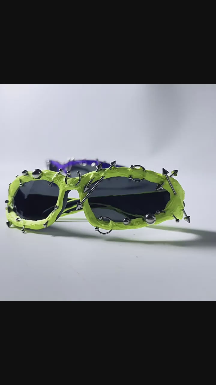 Z1986|V|01|Neon Green Punk Shield Shades