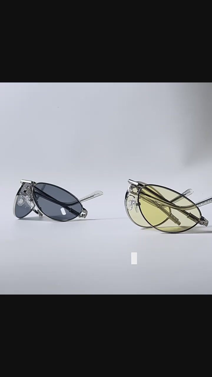 Z1986|V|01|Fold-and-go Metal Cat-eye Shades