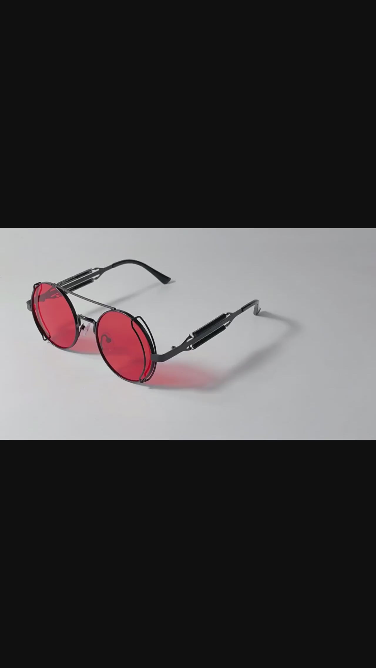 Z1986|V|01|Red Round Metal Sunglasses