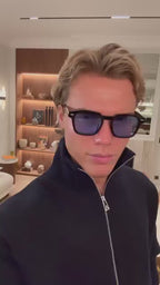 Aarte Black Rectangle Sunglasses with Red Gradient Lenses